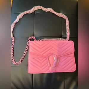 NWOT Pink Quilted Chain Shoulder Bag